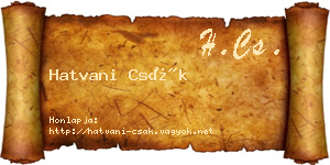 Hatvani Csák névjegykártya